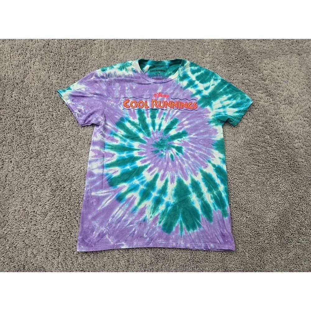 Disney Cool Runnings T Shirt Mens M Purple Green Tie Dye Short Sleeve 90s Retro